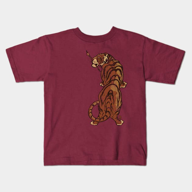 Tiger Ink Kids T-Shirt by Thomcat23